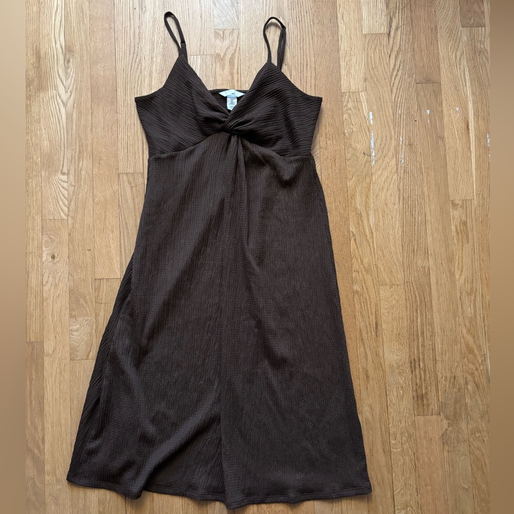 H&M Twist Front Texured Midi Beach Dress